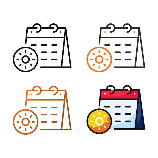 夏季图标设计在四个变化的颜色图片下载