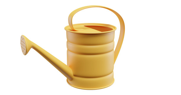黄色的水罐在孤立的背景下。特写3d渲染。图片下载