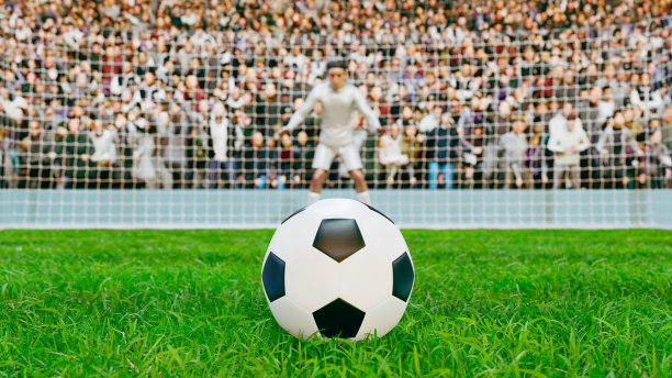 比赛气氛紧张:守门员准备把足球放在罚球点上图片下载