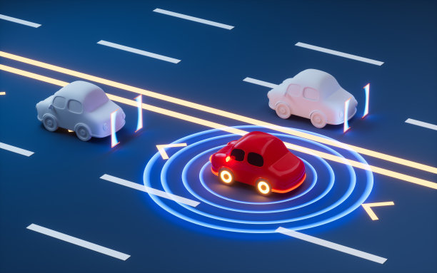 自动驾驶汽车在高速公路上行驶，自动驾驶仪和传感系统，3d渲染。图片下载