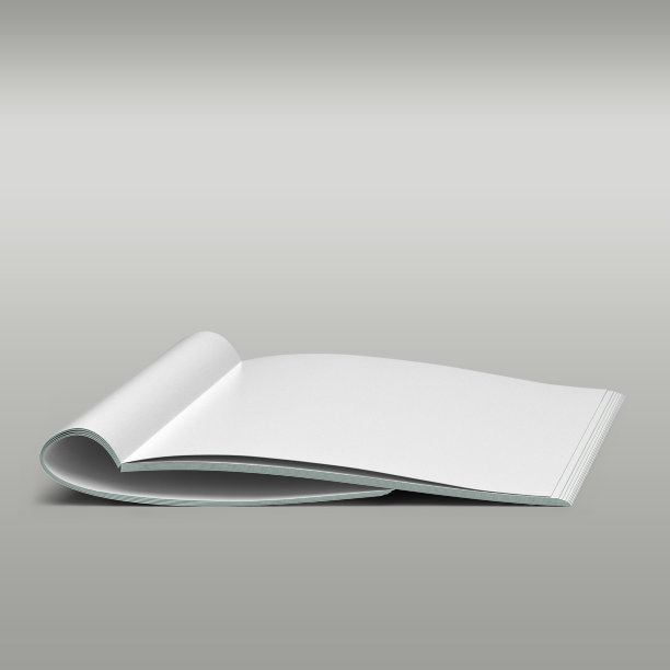 空白的白色杂志孤立在灰色背景。图片下载