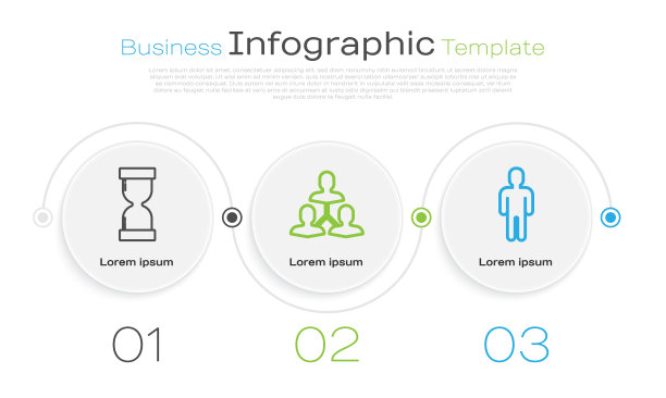 集老沙漏与流沙、项目组基地与西装男用户于一体。业务信息图表模板。向量图片下载