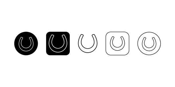 一组马蹄铁矢量图标。护身符的迹象。幸运的剪影。图片下载