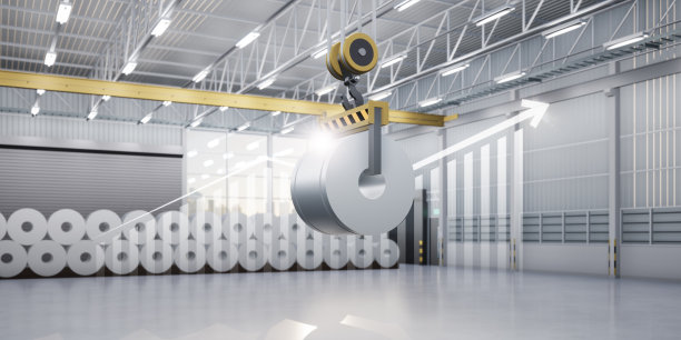 工厂内轧钢、桥式起重机的三维效果图。图片下载