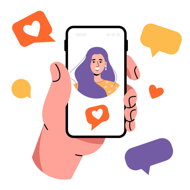 一只手拿着智能手机。约会软件。给女孩安排约会。信息，通信，爱情图片下载