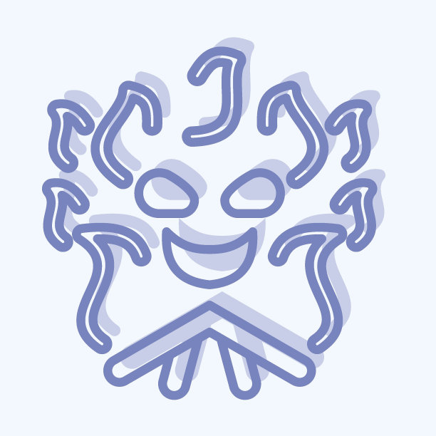 图标篝火。与万圣节的象征有关。双音风格。简单的设计可编辑。简单的说明图片下载