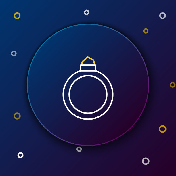 线钻石订婚戒指图标孤立的蓝色背景。色彩缤纷的轮廓概念。向量图片下载