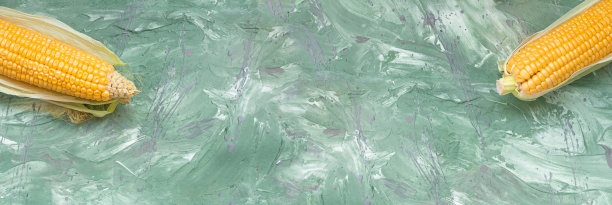 黄色有机甜玉米绿色大理石孔雀石横幅背景图片下载