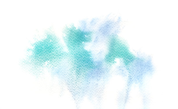 抽象的蓝色水彩在白色的背景。色彩溅在纸上。这是手绘的。图片下载