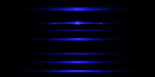 蓝色水平高光。激光束，水平光束。图片下载