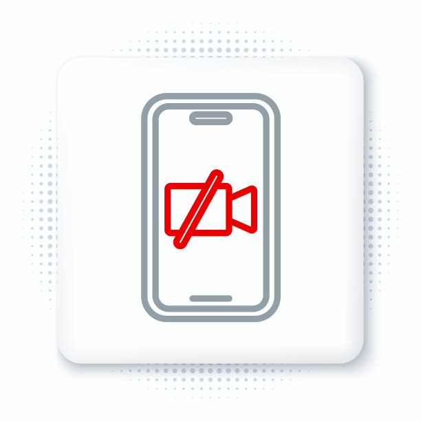 在线视频摄像头关闭，手机屏幕图标孤立在白色背景上。没有视频。色彩缤纷的轮廓概念。向量图片下载