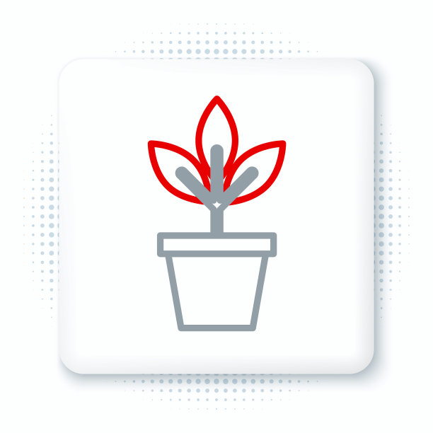 线花在锅图标孤立的白色背景。盆栽植物。盆栽植物标志。色彩缤纷的轮廓概念。向量图片下载