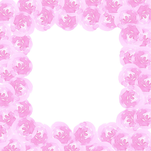 手绘水彩粉红色玫瑰棋盘在白色的背景。剪贴簿，明信片，婚礼请柬，相册。图片下载