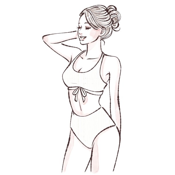 穿着泳装的女人的插图材料图片下载