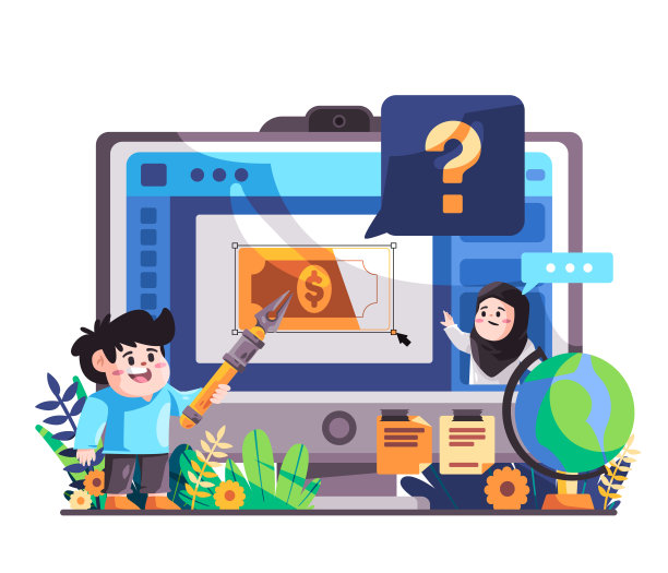 平面设计师用工具赚钱，朋友们在电脑屏幕上讨论教学软件图片下载