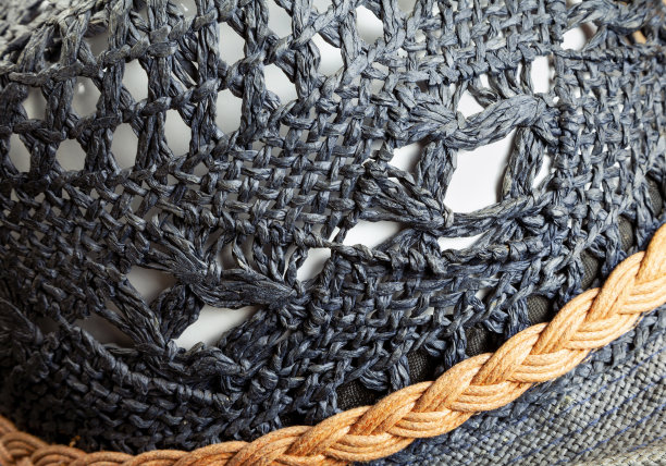 夏纸草帽特写，编织东洋草帽装饰背景图片下载