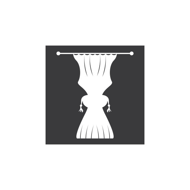 窗帘窗户房间窗帘家具标志矢量模板插图图片下载