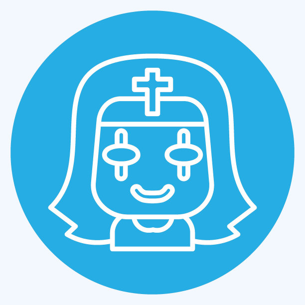 图标的修女。与万圣节的象征有关。蓝眼睛的风格。简单的设计可编辑。简单的说明图片下载