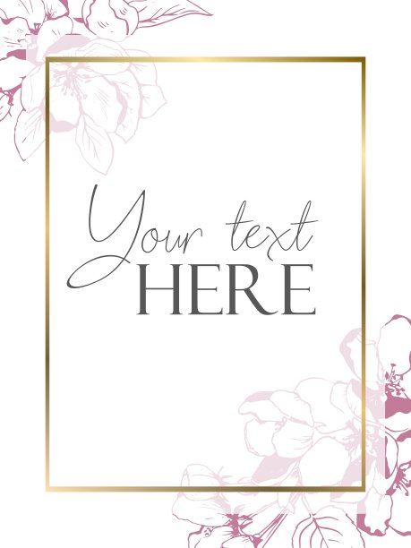 平面风格的背景模板与苹果开花花白色背景与金色框架图片下载