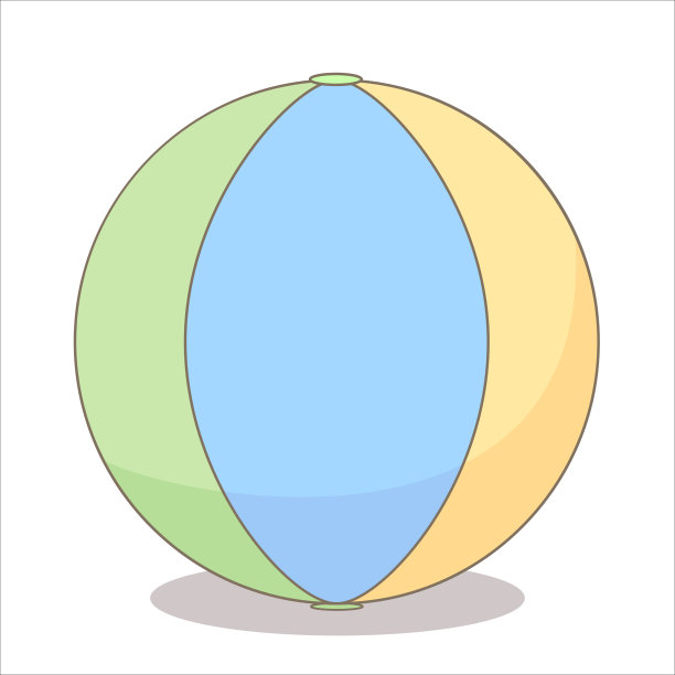 在儿童的平面上，卡通风格的形象是一个儿童在沙滩上玩的彩球图片下载