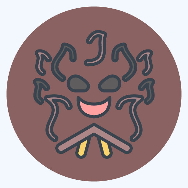 图标篝火。与万圣节的象征有关。颜色搭配风格。简单的设计可编辑。简单的说明图片下载