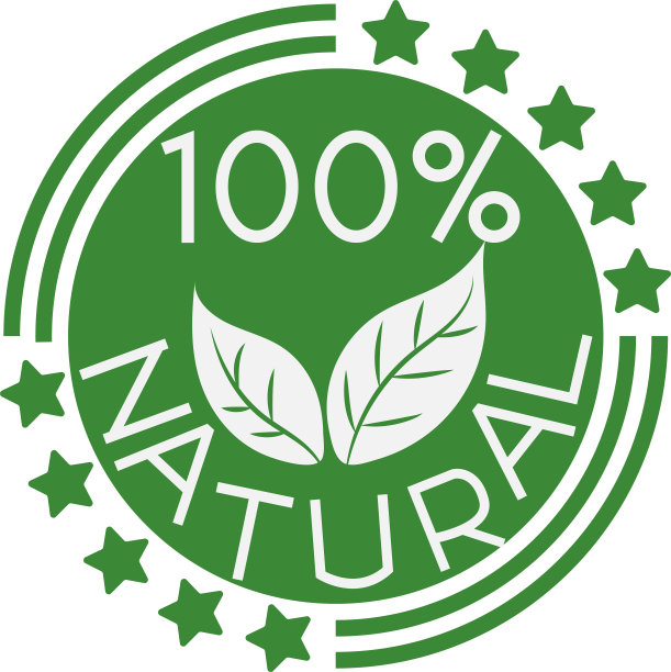 百分之百天然徽章邮票风格成分元素图片下载