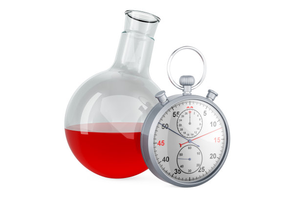 绿色液体化学瓶，秒表，3D渲染图片下载