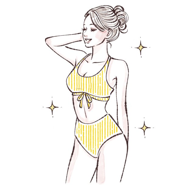 穿着泳装的女人的插图材料图片下载