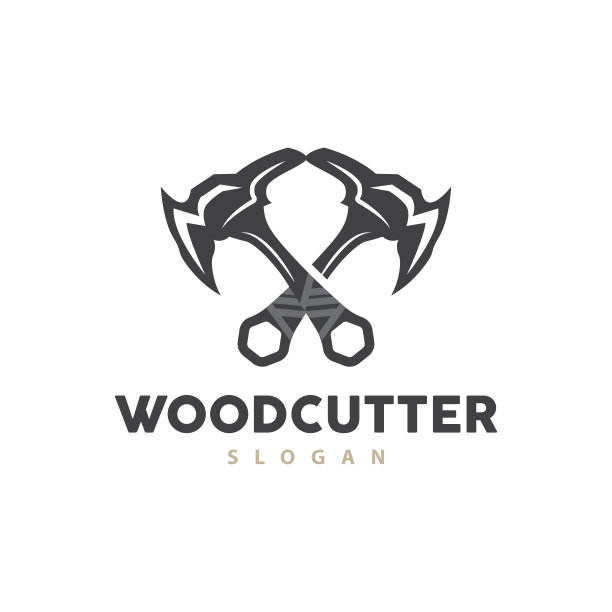 斧标志，木材切割工具黑色轮廓，伐木工矢量，旧复古复古极简主义设计，图标模板说明图片下载