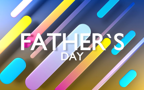 父亲节快乐文本彩色背景现代封面设计图片下载
