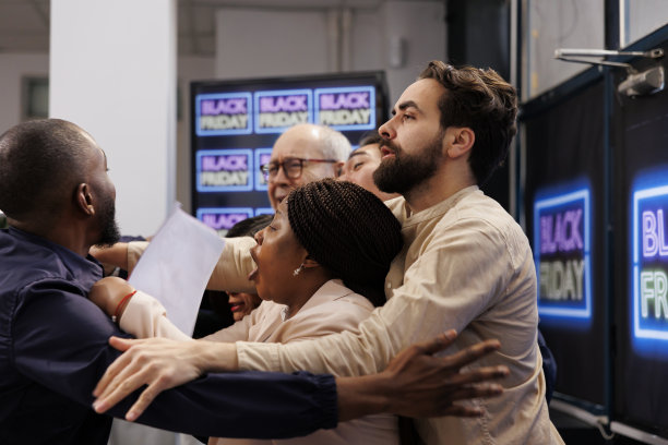 黑色星期五的购物者互相推搡图片下载