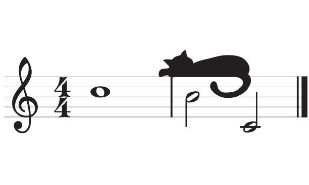 猫和音乐，五线谱上的猫，矢量插图。图片下载