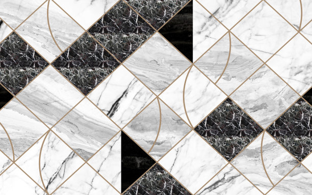 大理石图案壁纸。白色、灰色和黑色的形状带有金色的线条。抽象的艺术背景。用于地毯的几何大理石花纹图片下载