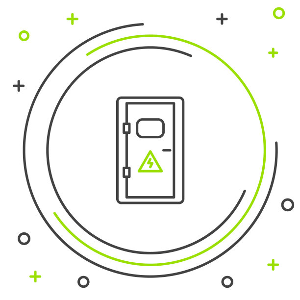 线路电气柜图标隔离在白色背景。色彩缤纷的轮廓概念。向量图片下载