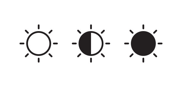 亮度控制图标集，对比度水平按钮的移动应用程序和网页设计图片下载