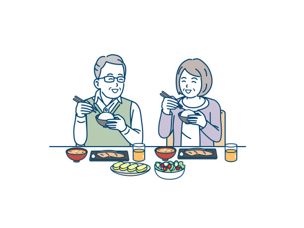 一对老夫妇正在吃饭图片下载