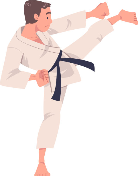 身穿黑色和服练习空手道的年轻人图片下载