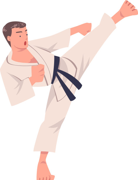 身穿黑色和服练习空手道的年轻人图片下载
