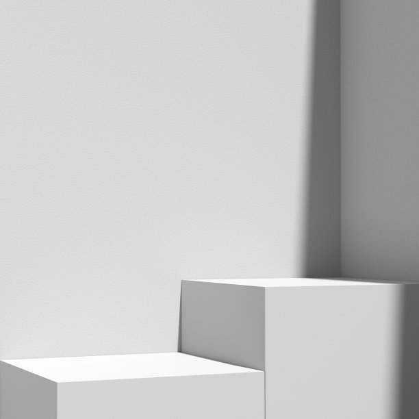 两个灰色的天然混凝土室外平台和夏季阳光照射的墙壁。化妆品展示的支架或背景。图片下载