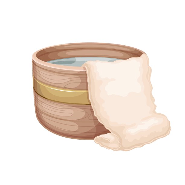 带水和毛巾的木制浴缸图片下载