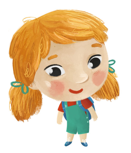 卡通儿童儿童女孩小学生上学学习儿童插画图片下载