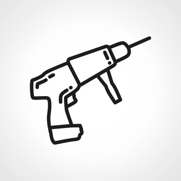 电钻线路图标，电钻轮廓图标。图片下载