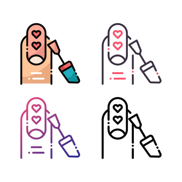 四种颜色的指甲油图标设计图片下载