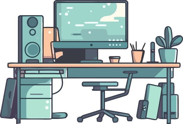 现代办公设备在平桌背景图片下载