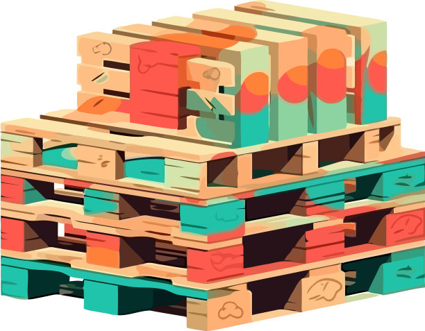 仓库里成堆的托盘供运输图片下载