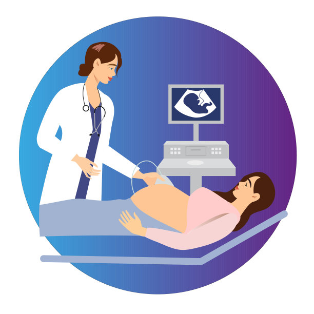 超声医师在医院医务室对孕妇进行扫描和检查。孕期检查。图片下载