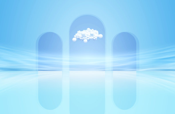 玻璃拱门与水波反射在地板内部产品场景图片下载