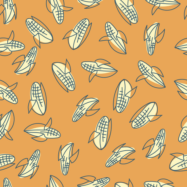 玉米的无缝图案。蔬菜打印。简单元素的图案矢量插图。图片下载