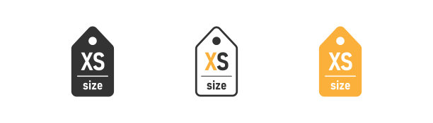 标签尺寸XS图标在浅色背景。衣服的象征。测量标准，购物，洗衣。轮廓，平面和彩色风格。平面设计。矢量图图片下载