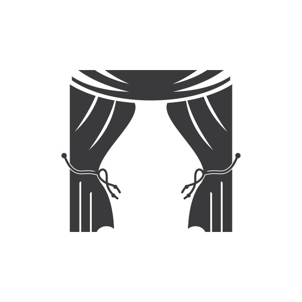 窗帘窗户房间窗帘家具标志矢量模板插图图片下载